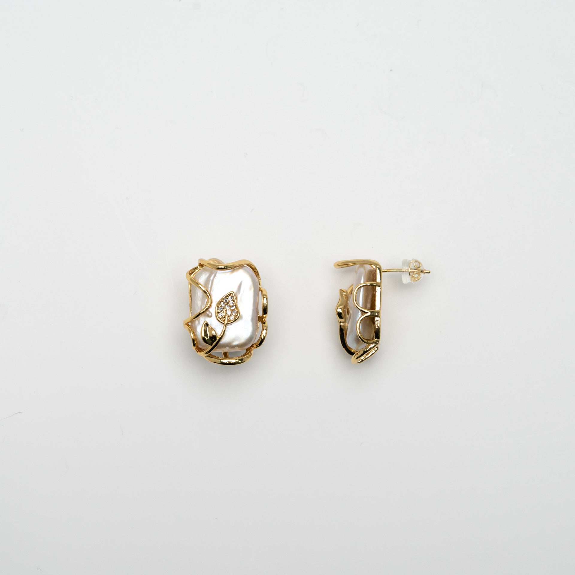 Natural Saltwater Pearls with Roman Seed Pearls in 10K gold-plated Silver Set