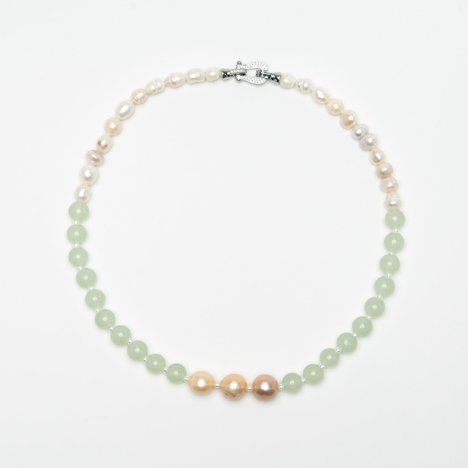 Japanese AKOYA Natural Pearls with Australian Golden Pearls and Jade Beads