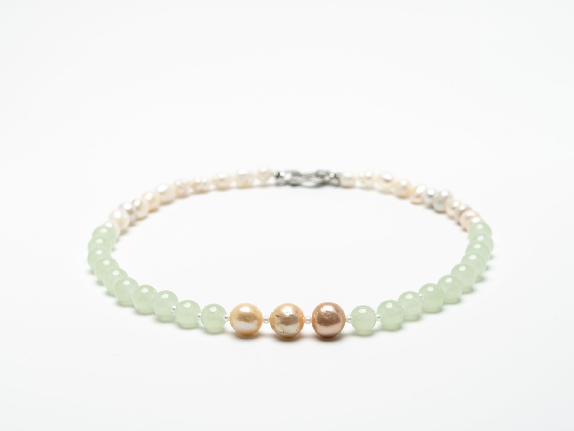 Japanese AKOYA Natural Pearls with Australian Golden Pearls and Jade Beads