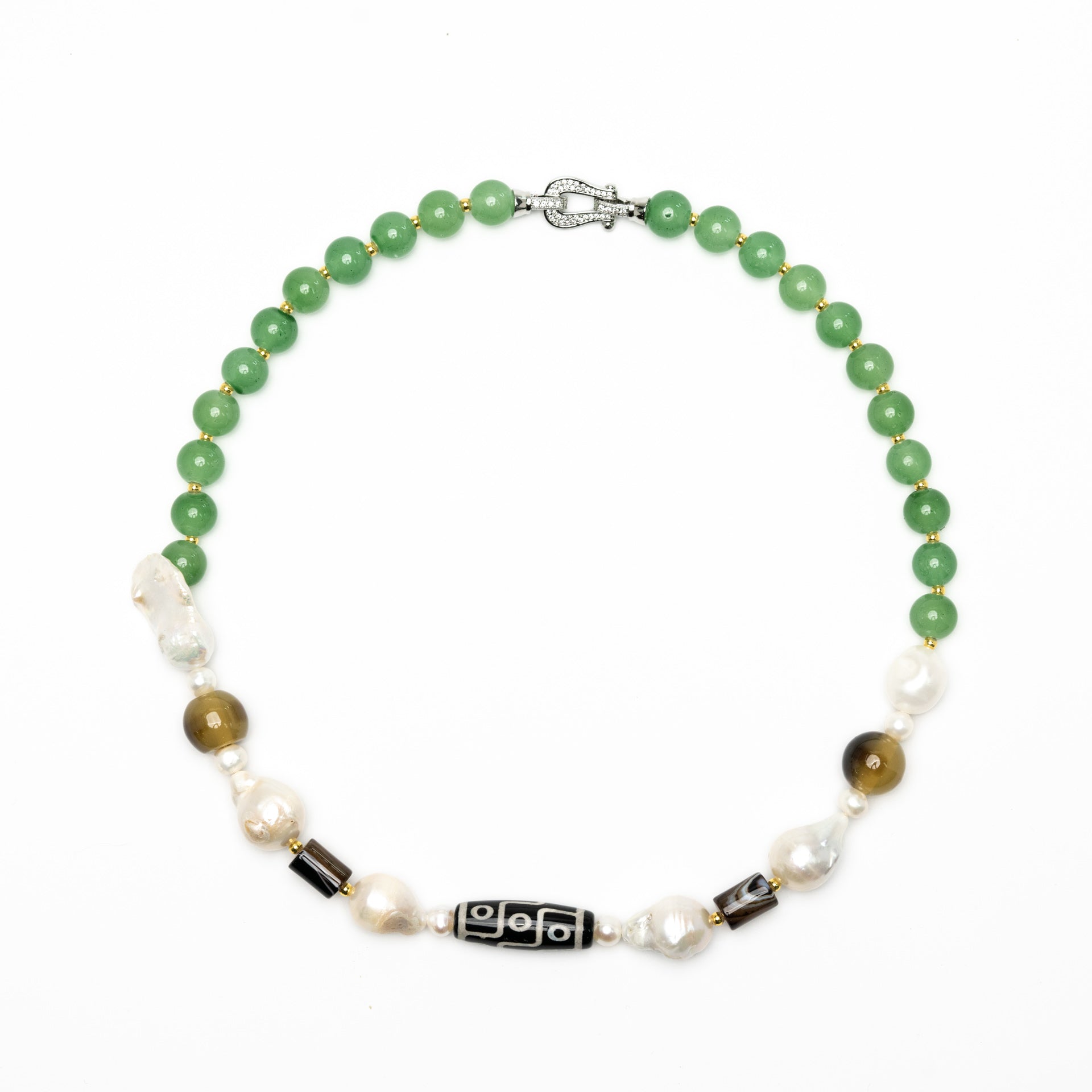 Roman Baroque Natural Saltwater Pearls with Hotan and Dzi Beads (Collector’s Edition)