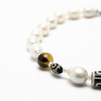 Roman Numeral Patterned Saltwater Pearls with Dzi Bead