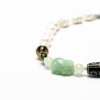 Roman Numeral Patterned Saltwater Pearls with Jade and Dzi bead  (Collector's Edition)