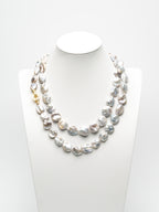 Italian Rome Purple Flat Button Saltwater Pearls