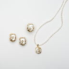 Natural Saltwater Pearls with Roman Seed Pearls in 10K gold-plated Silver Set