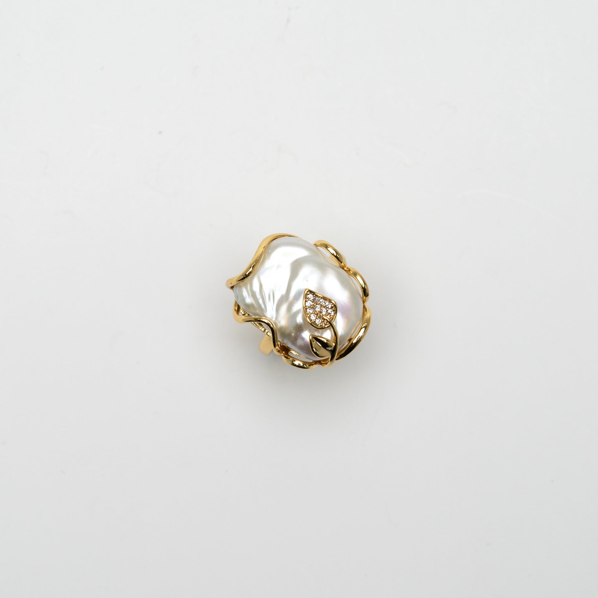 Natural Saltwater Pearls with Roman Seed Pearls in 10K gold-plated Silver Set