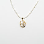 Natural Saltwater Pearls with Roman Seed Pearls in 10K gold-plated Silver Set