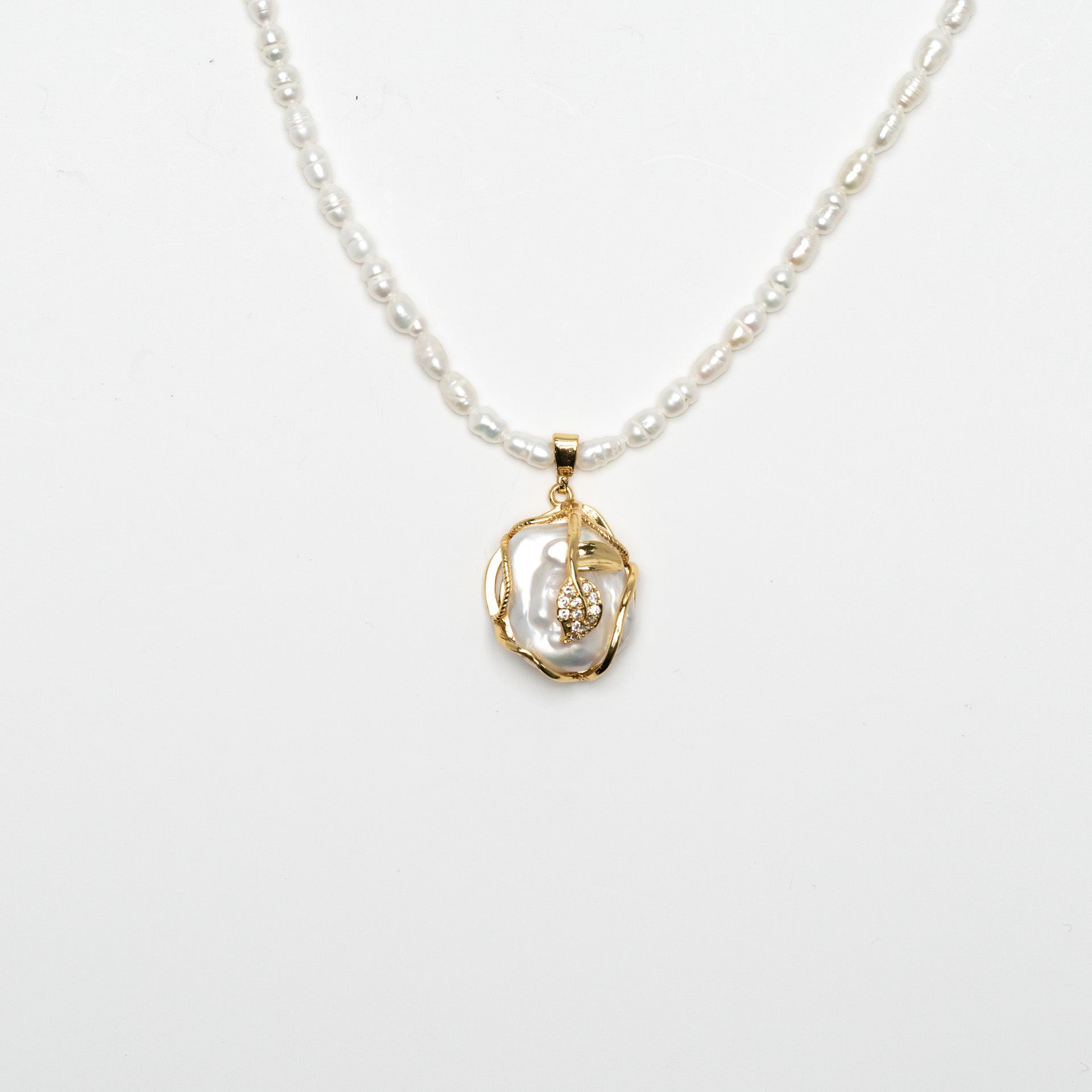 Natural Saltwater Pearls with Roman Seed Pearls in 10K gold-plated Silver Set