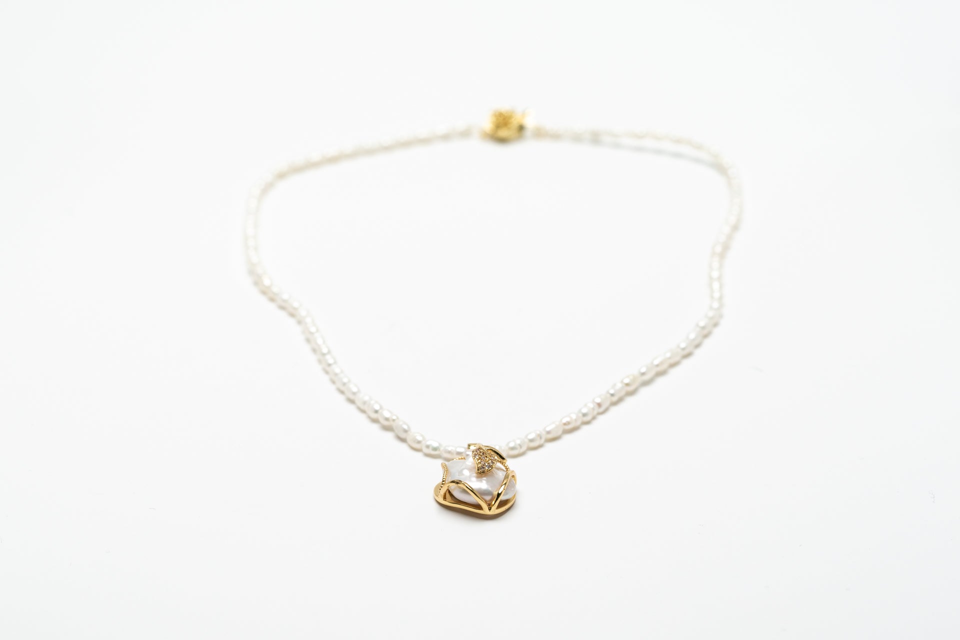 Natural Saltwater Pearls with Roman Seed Pearls in 10K gold-plated Silver Set